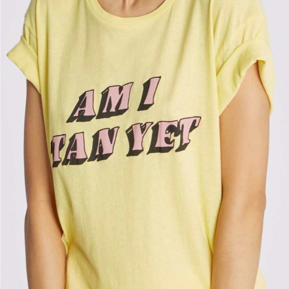 Wildfox Am I Tan Yet Yellow Tee Size S